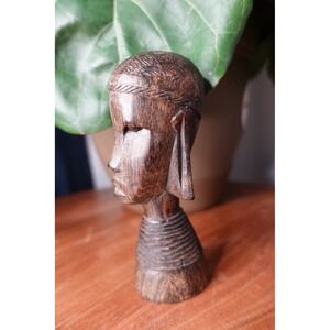 Vintage primitive carved African Bust tribal  carved wood tribal art‎ sculpture
